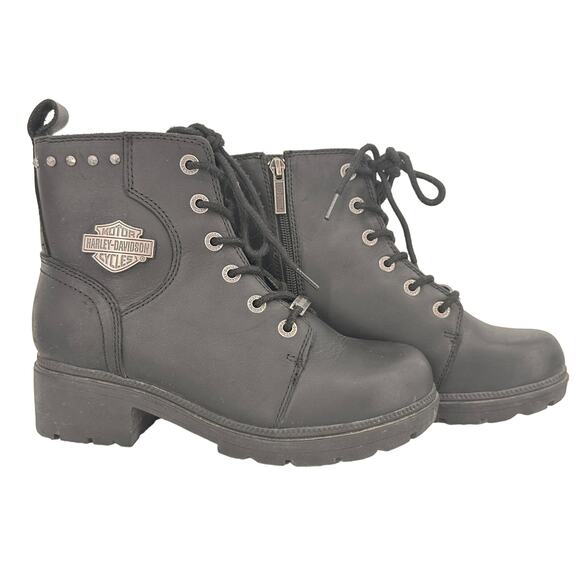 Harley-Davidson Women's Cynwood 5-Inch Black Riding Boots Size 8 - Picture 1 of 12